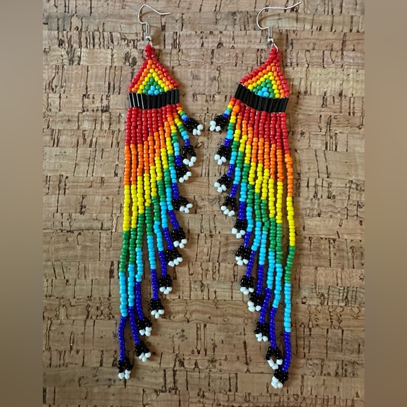 Rainbow beaded Earrings - Picture 3 of 5